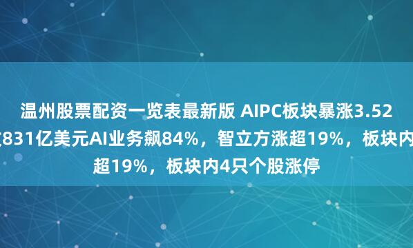 温州股票配资一览表最新版 AIPC板块暴涨3.52%！联想营收831亿美元AI业务飙84%，智立方涨超19%，板块内4只个股涨停