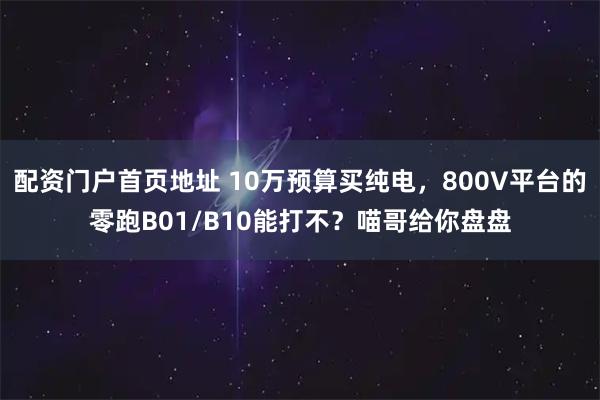 配资门户首页地址 10万预算买纯电，800V平台的零跑B01/B10能打不？喵哥给你盘盘